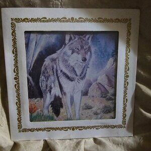Wolf Drawing Wall Picture Framed Used